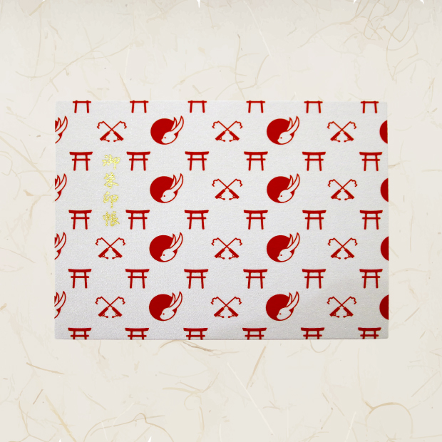 御朱印帳・見開き（紅白兎）